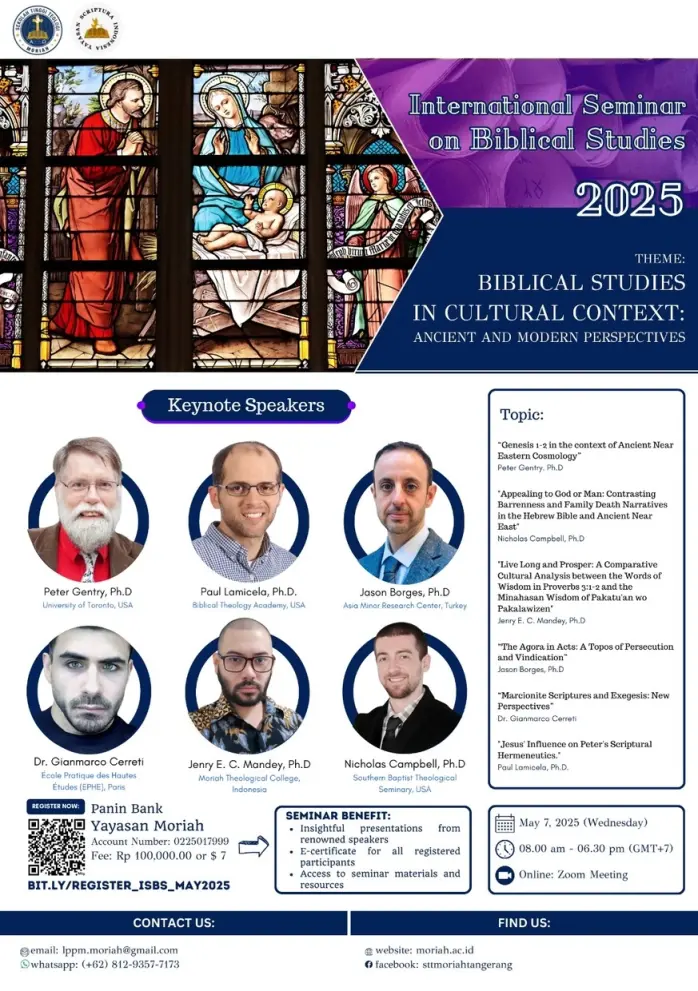 Internasional Seminar on Biblical Studies (ISBS) "Biblical Studies in Cultural Context:  Ancient and Modern Perspectives"